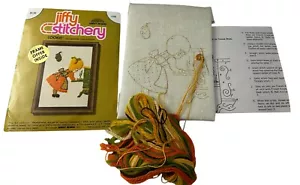 Jiffy Stitchery Crewel Kit Cookin' 704 Sunset Designs Partially Started Vintage - Picture 1 of 14