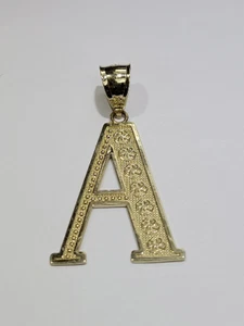 Colgante con dije letra A con inicial XXL bloque oro 14K - Imagen 1 de 7