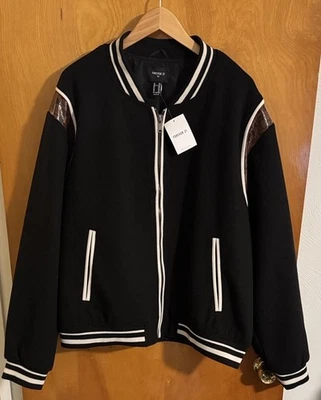 Chaqueta Bomber Negra Para Hombre XXL Marrón Croco Borde Foto 1 de 4