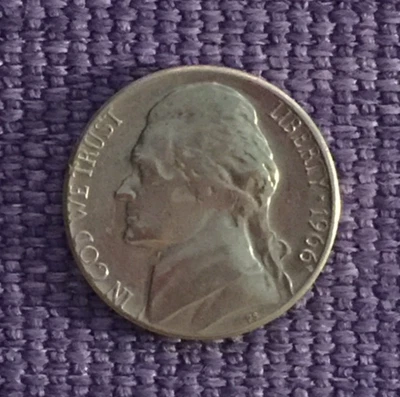 1966 P Jefferson nickel, actual coin in picture free S/H - Image 1 of 2