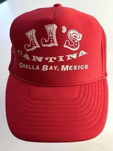 Vintage JJ’s Cantina Cholla Bay Mexico Red Trucker Snap Back Hat - Picture 1 of 7
