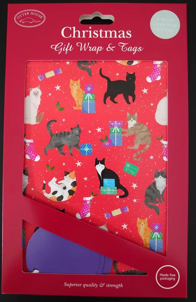 Christmas Wrap & Tags - Happy Catmas - 5 sheets/5 tags 70cm x 50cm- Boxed - Image 1 of 1