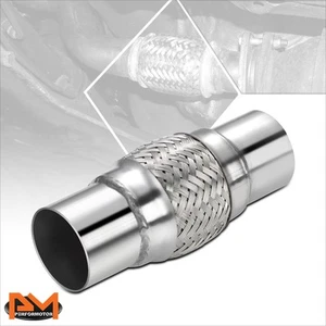 Universal 8" Length 2.5" OD Double Braid Stainless Steel Flex Tube Exhaust Pipe - Picture 1 of 6