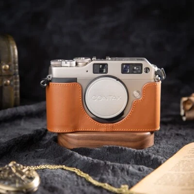Capa bolsa meia câmera couro genuíno feita à mão para Contax G1 - Imagem 1 de 3