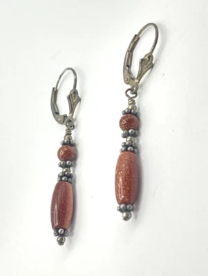 Pendientes antiguos de plata de ley 925 con piedra solar brillante Foto 1 de 4