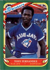 1987 Fleer Baseball Star Sticker #39 Tony Fernandez 