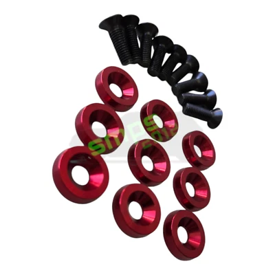 Mini R57 Convertible Engine Bay Bolt Kit Red Washers + M6 Black Bolts 18pcs - Immagine 1 di 4