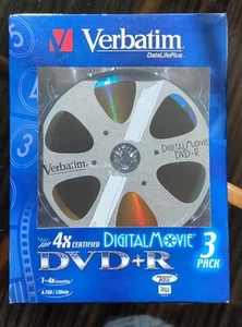 NEW Verbatim DVD+R, 3 pack Digital Movie, Old Stock. - Picture 1 of 2