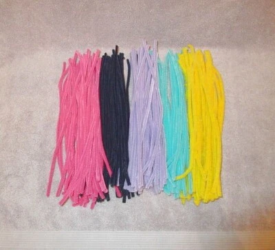 Vtg Chenille Stem Pipe Cleaners Wired Fuzzy Soft Crafting 185 Pieces Purple Pink - Image 1 of 3
