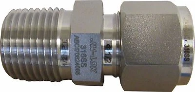 NEW JW-LOK 316 SS 1/2" TUBE X 1/2" MNPT MALE CONNECTOR COMPRESSION FITTING NIB - Image 1 of 4