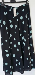 Women Light Weight Summary Polka Dot Midi Skirt Size 10 Black - Picture 1 of 5