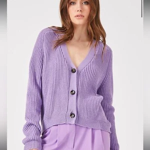 GREY/VEN THE OLIPHANT RADIANT ORCHID COMBED COTTON RIBBED CARDIGAN SZ M - Bild 1 von 6