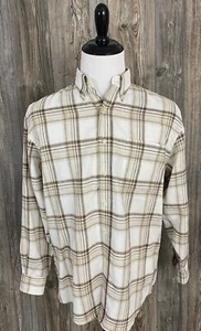 Jos. A. Bank Mens M Traveler's Collection Linen Shirt Beige Plaid Coastal Preppy - Picture 1 of 7