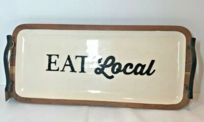 Thirststone 铝和相思木城市农场服务托盘吃当地装饰 — 第 1/4 张图片