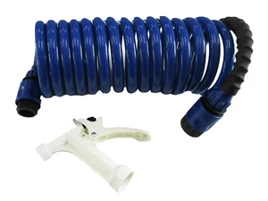 256-06236-00 Fits Heavy Duty Blue Water Coiled Hose 3/8"x15" with Pistol Nozzle - Picture 1 of 9