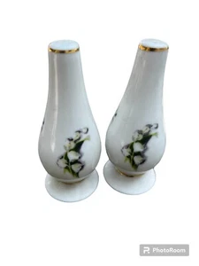 Fine Arts Bone China Lily Of The Valley Salt And Pepper Shaker Set Mid Century - Picture 1 of 11
