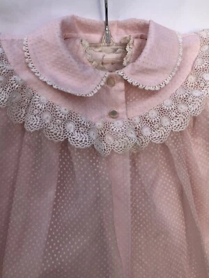 Vtg Betti Terrell 2-Piece Fancy Dress Pink Swiss Dot Lined Coat 12-18mo Gorgeous - Image 1 of 4