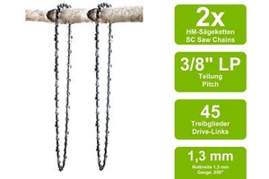2 Sägeketten passend für Einhell BG-EC 620T Hochentaster | 30cm 3/8LP 45TG 1,3mm - Bild 1 von 3