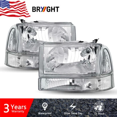 CARCASA CROMADA FAROS ESQUINEROS TRANSPARENTES FAROS PARA FORD F250 F350 SUPER DUTY 99-04  Foto 1 de 4