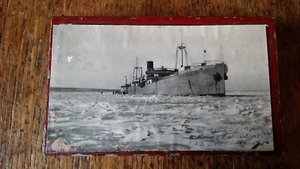 1924 ANTIQUE MATCHBOX HOLDER PHOTOGRAPH SS VICTORIAN TRANSPORT ST LAWRENCE RIVER - Picture 1 of 4