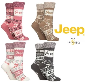 Jeep Womens Fairisle Thermal Soft Top Boot Socks 2 Pair Pack for Outdoor Walking - Picture 1 of 9