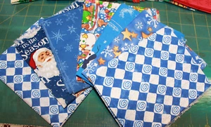 Christmas Fat Qtrs (7) in Blue Cotton Quilt Fabric - Picture 1 of 1