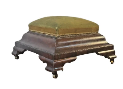 antiguo clásico imperio taburete de pie llama caoba banco rara forma ogee Foto 1 de 4