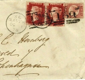 GB Scotland Cover Glasgow*159* Duplex Denmark Copenhagen 1d Red{2} ½d 1878 MZ604 - Picture 1 of 6