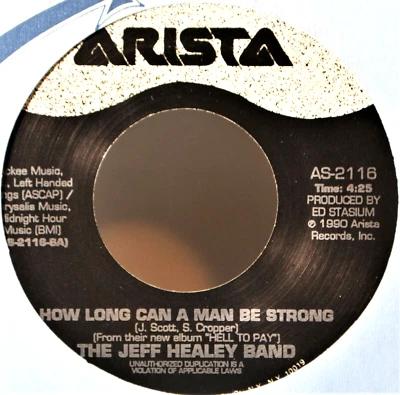 Jeff Healey Band How Long Can a Man Be Strong EX++ 45 7" Vinyl & Jukebox Tag - Image 1 of 4