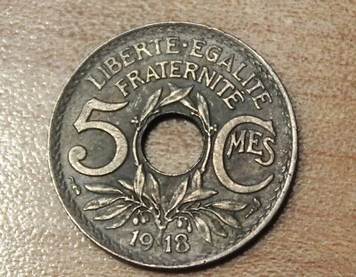 1918 França 5 centavos Primeira Guerra Mundial - Imagem 1 de 2