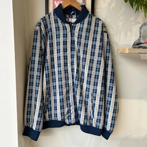 VINTAGE 80s | Camel Joe Plaid Zip Up Bomber Windbreaker Jacket sz L - Picture 1 of 7
