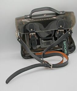 PVC Translucent Black Satchel Bag New w Tags Removable Pouch & Strap