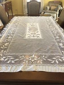 Polish lace tablecloth With Fringe On Long Sides - Picture 1 of 4