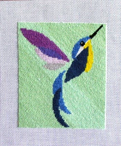 Hummingbird Needlepoint Finished Modern Colorful Bird Completed for Wall Art - Picture 1 of 4