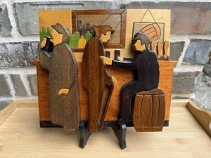 Arte popular irlandés de madera vintage pub bar escena puckane Irlanda cortado y pintado a mano usado en excelente estado - Imagen 1 de 8