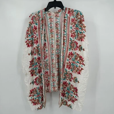 Cárdigan para mujer boho bordado frente abierto kimono OS floral artesanal declaración Foto 1 de 4