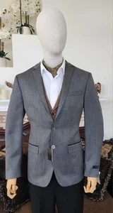 ANDREW FEZZA BLACK & WHITE HERRINGBONE BLAZER SPORT COAT SIZE 40R - Picture 1 of 5