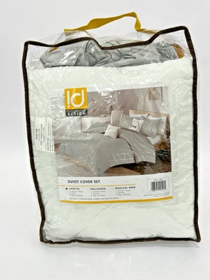 Intelligent Design Twin/Twin XL Metallic Print Duvet Cover Set Grey Silver NEW - Image 1 of 4