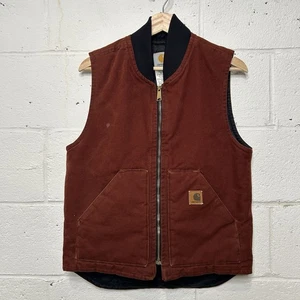 Vintage Carhartt Quilt-Lined Artic Vest “Clay Red” V02 CLY Men’s Small Worn - Picture 1 of 9