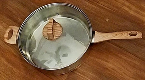 Bergner Stainless Steel Frying Pan 11.5" Glass Lid Woodgrain Handle 4 Qt Germany - Picture 1 of 6