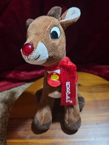 Nuovo Rudolph la renna dal naso rosso luci che cantano 11" peluche peluche giocattolo - Foto 1 di 5