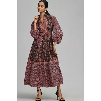 Sue Sartor Women's Athenee Floral Flounce  Puff Sleeve Maxi Dress Size L Multi - Image 1 of 4