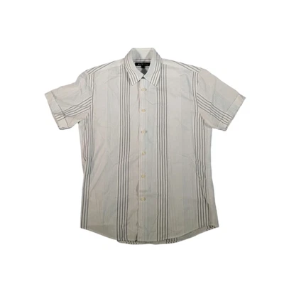 Camisa Ben Sherman Mediana Azul Blanca Rayas De Manga Corta Para Hombre - Imagen 1 de 4