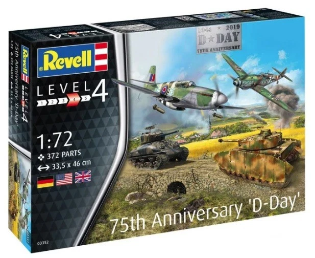 REVELL 1:72 KIT 4 MEZZI MILITARI CON DIORAMA 75th ANNIVERSARY D-DAY   ART 03352 - Immagine 1 di 2