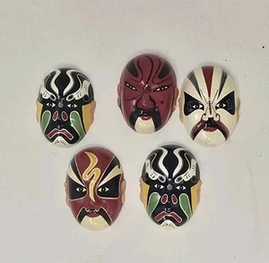 Vintage Wuxi chinesische Handarbeit 5 Ton Kabuki Masken Huishan Theater Figuren Oper - Bild 1 von 8