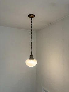 Vintage 60er,70er Jahre Art Deco Milchglas Pendelleuchte - Bild 1 von 5