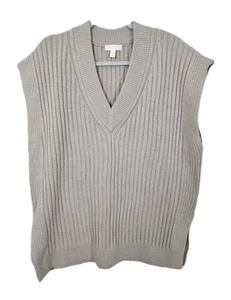 HM Sleeveless Jumper Size M Knit V-Neck Tank Vest Stone Oversized - Picture 1 of 5