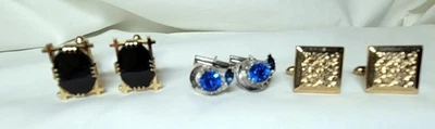 Lot of 3 Vintage Cufflinks~ 1 Silver, 2 Gold - Image 1 of 4