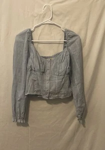 Chelsea & Violet Long Sleeve Blue Button Up Blouse Size Medium - Picture 1 of 4