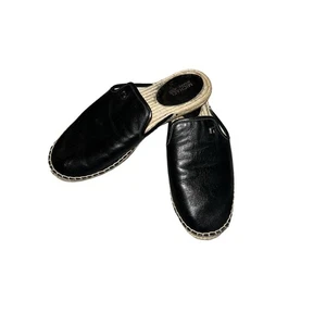 Michael Kors Damenschuhe 37 Größe 7 schwarz Leder Pantoletten Espadrille Sandale - Bild 1 von 8